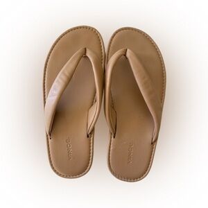 Vince Olexa Beige Leather Flip Flop Sandals Minimalist Designer Slide Sandal 7.5